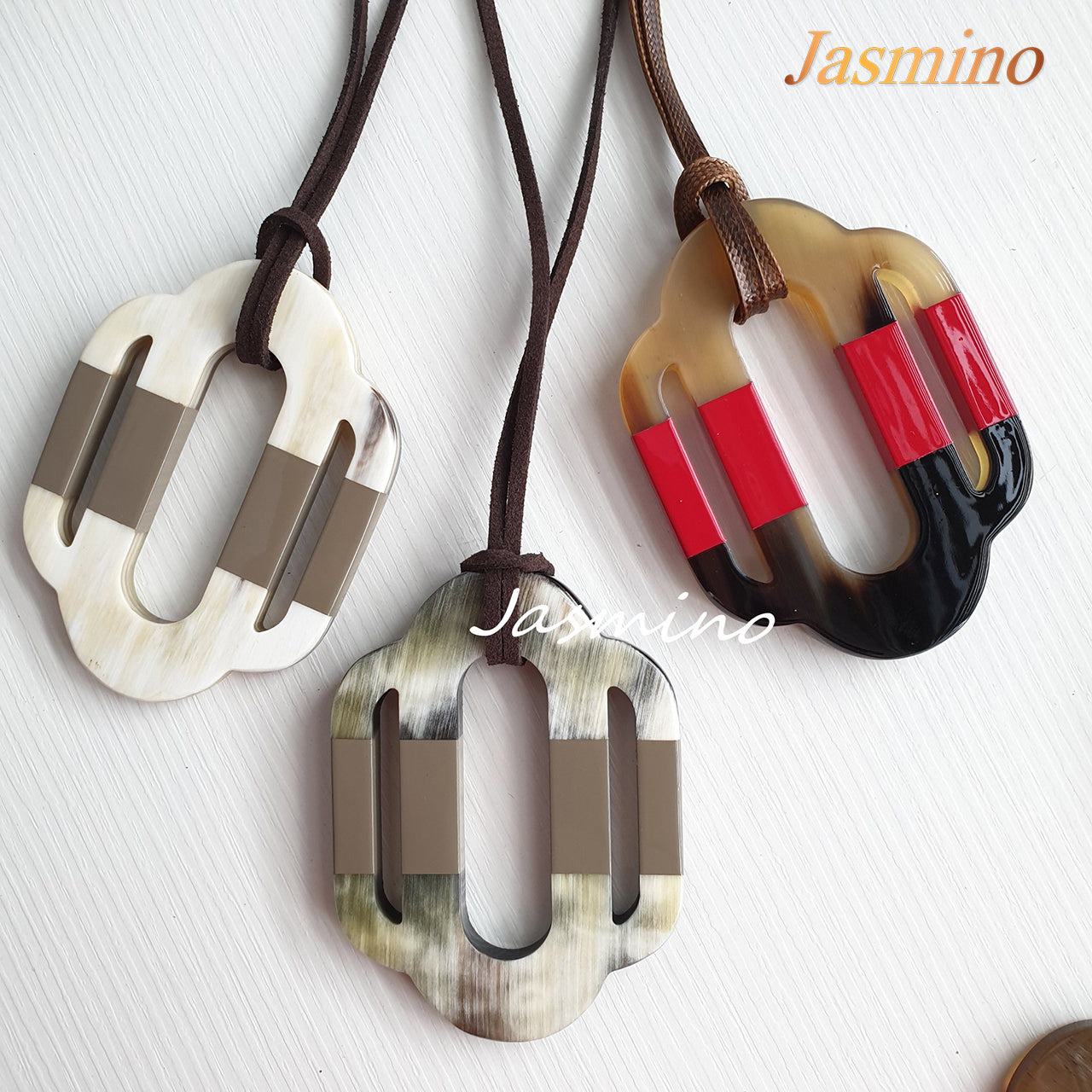 Three unique handmade Vintages are made of natural buffalo horn for Christmas gifts