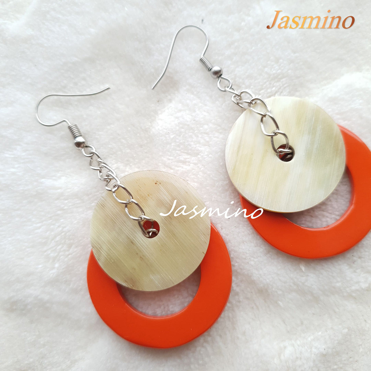 round orange peel earrings on the light backgrourd, unique gift for your friend