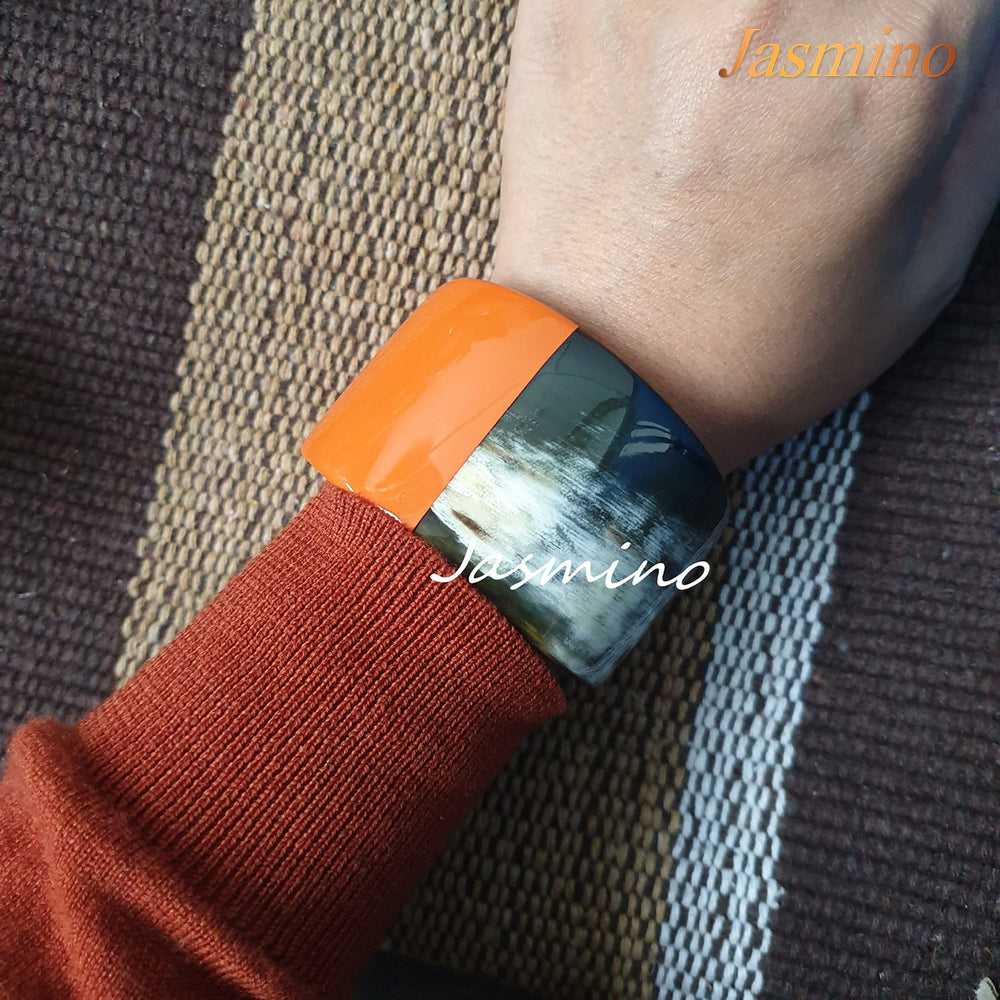
                  
                    orange peel lacquer bracelet on hand- 5cm, impressive gift for her
                  
                
