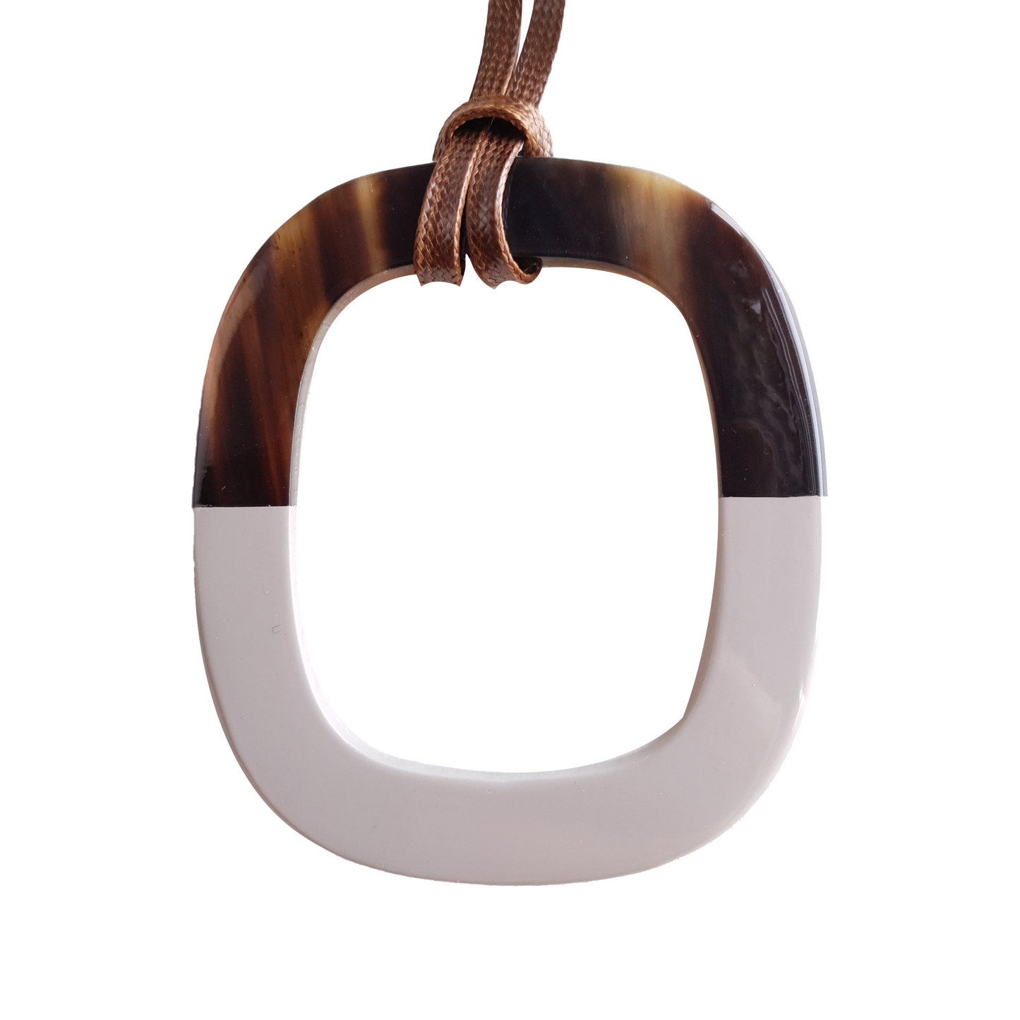 pendant is designed with the top half of a natural buffalo horn and the bottom half is painted serenity, unique gift for her