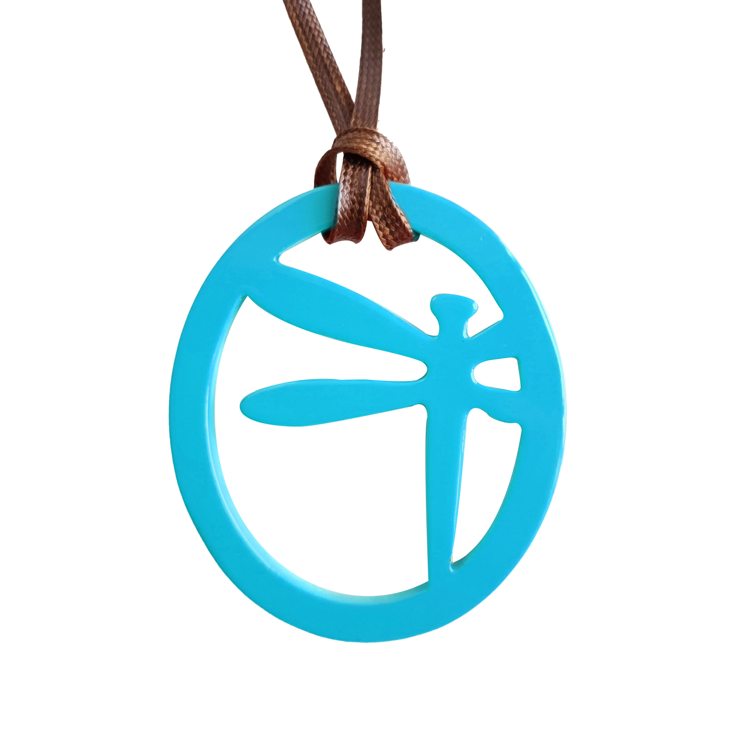 sky blue lacquer pendant is shaped dragonfly pattern made of natural buffalo horn for women