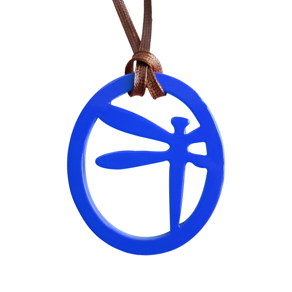 
                  
                    elliptical deep blue lacquer pendant with dragonfly pattern inside on the light background, impressive gift for her
                  
                