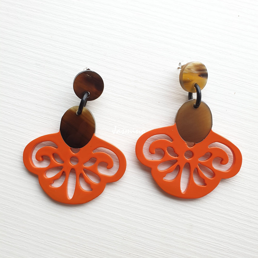 
                  
                    Jasmino Handmade Cute Orange Butterfly Earrings Made By Natural Buffalo Horn 
                  
                