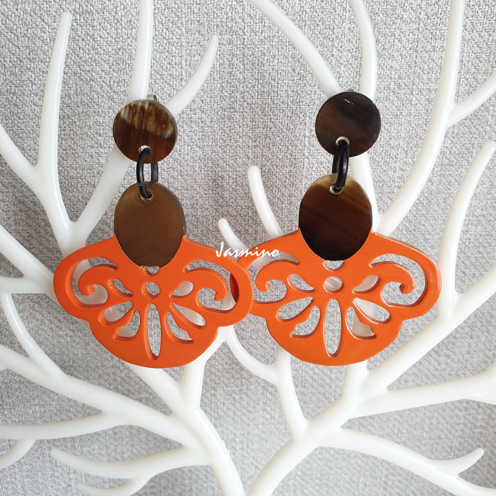 
                  
                    Jasmino Handmade Cute Orange Butterfly Earrings Made By Natural Buffalo Horn 
                  
                