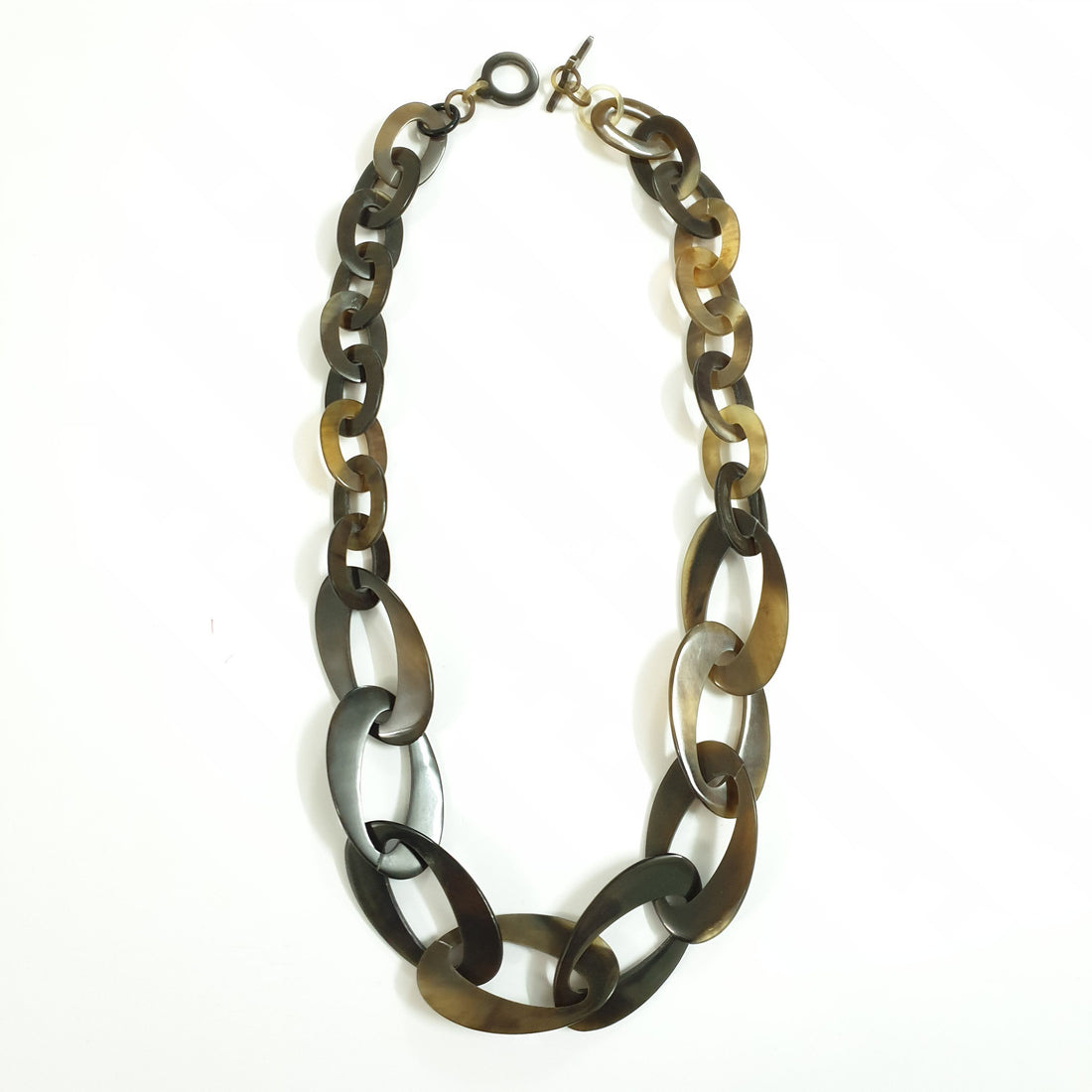 Jasmino unique handmade Vintage chain link necklace jewelry features a dark colour in natural buffalo horn for women's gifts on Christmas