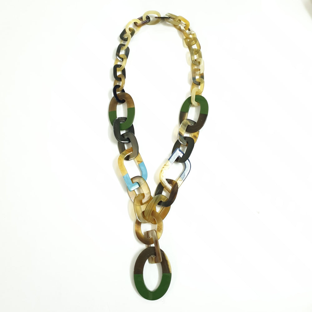 
                  
                    Jasmino unique handmade Bohemian chain link necklace in natural buffalo horn with different colours for women on Christmas
                  
                