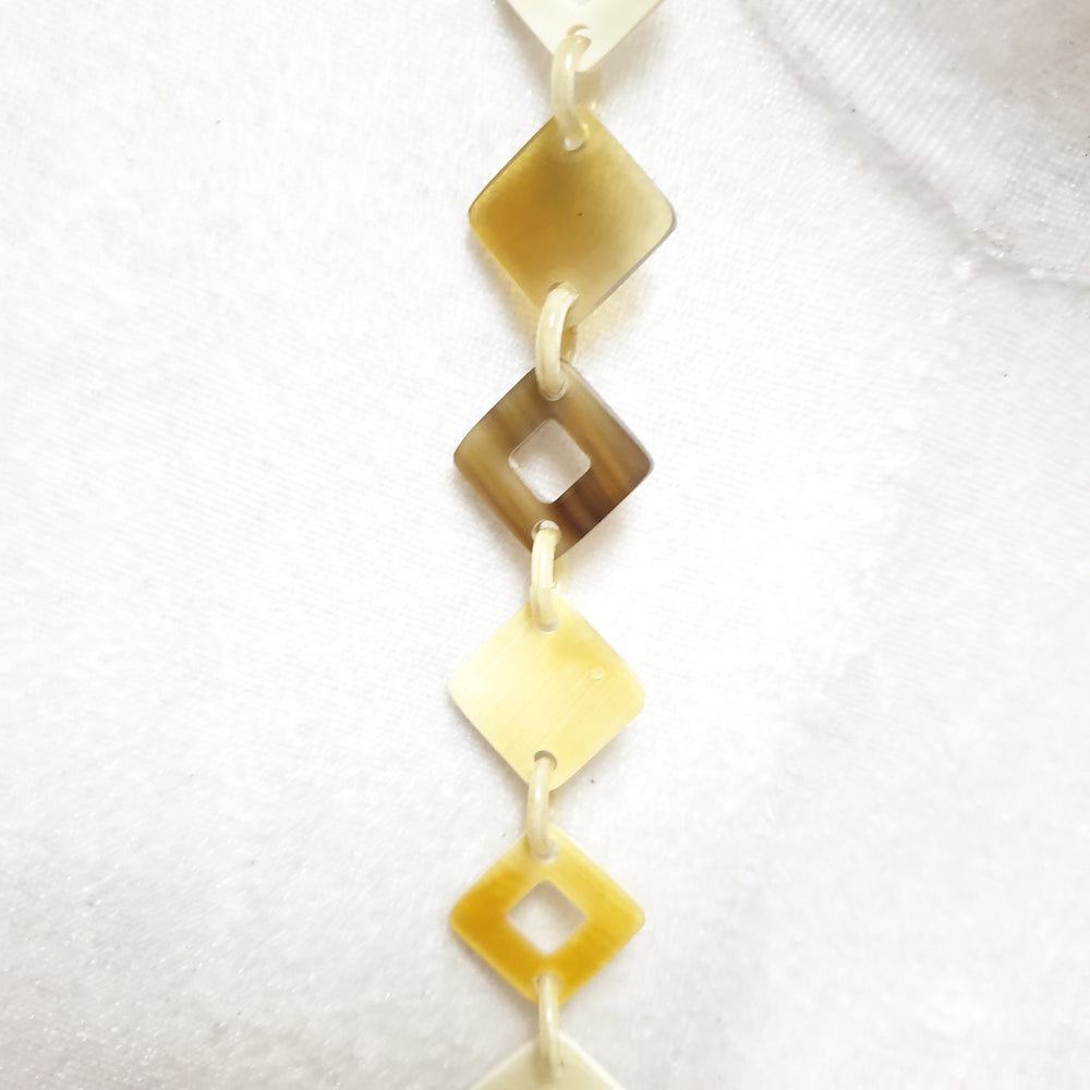 
                  
                    unique handmade Christmas diamond shaped necklace jewelry features green and white in natural buffalo horn
                  
                