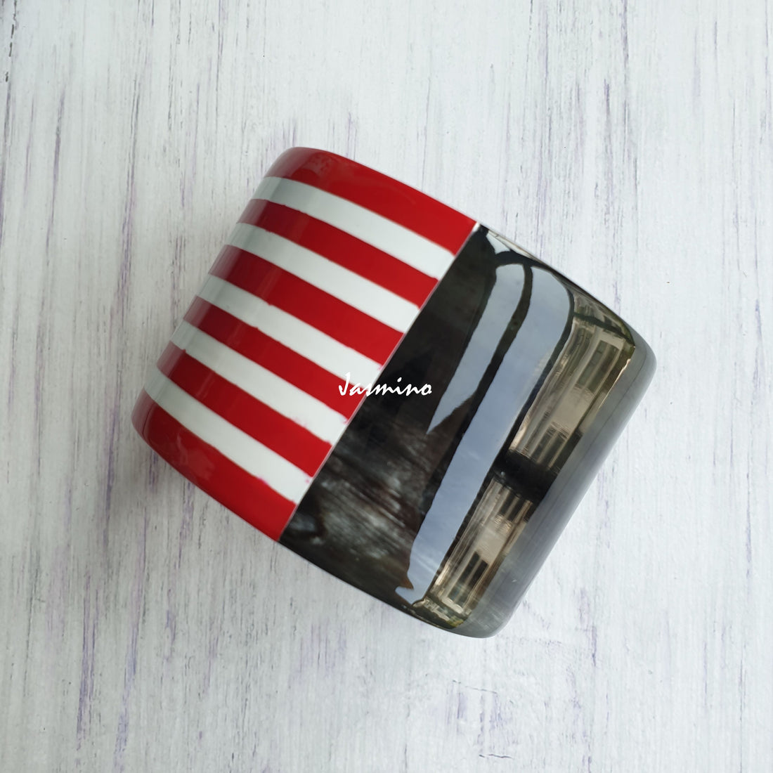 Jasmino unique handmade USA flag patriot cuff bracelet in natural buffalo horn for men and women
