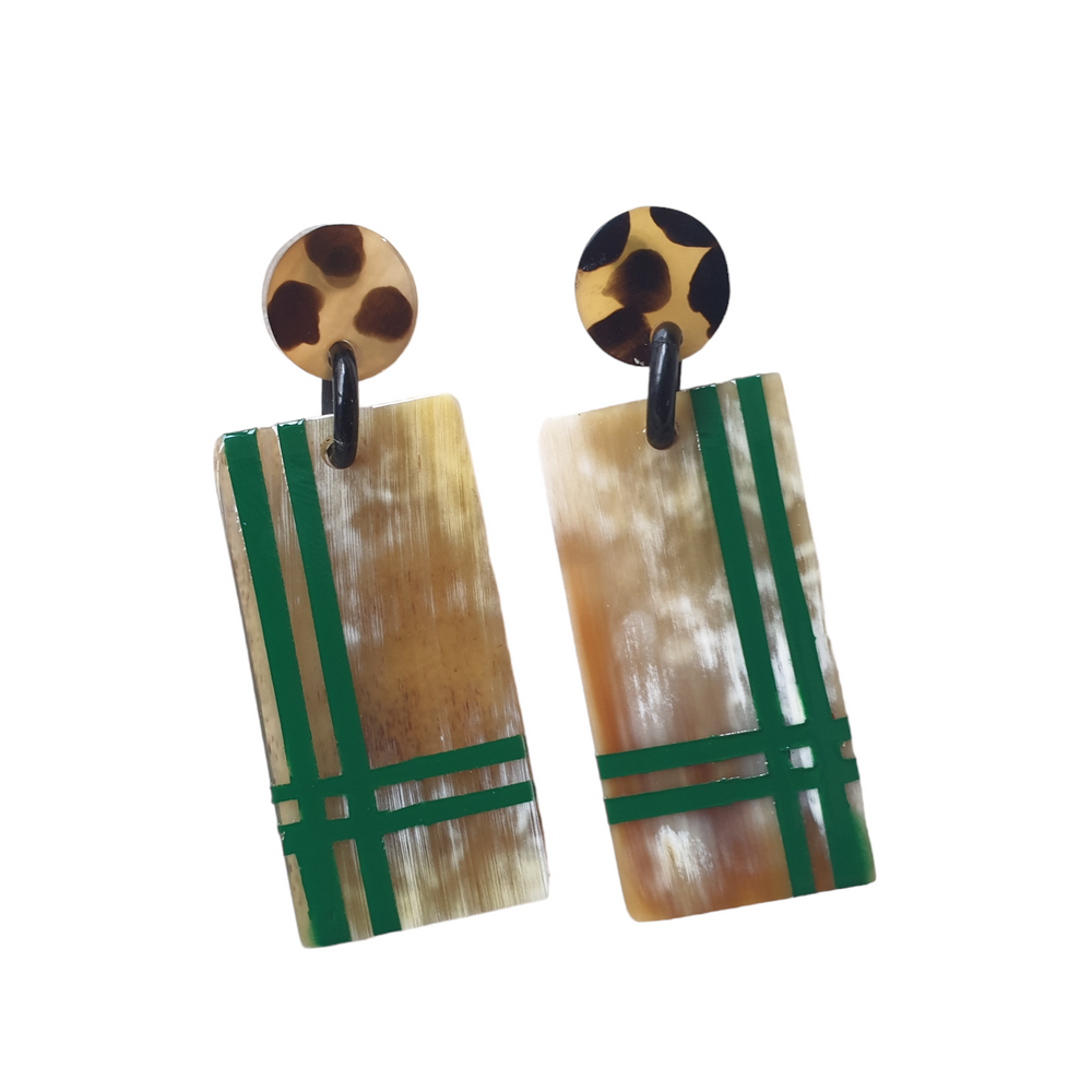 
                  
                    Jasmino Spotted Leopard Christmas Rectangle Drop Earrings Women Jewelry Made By Natural Buffalo Horn
                  
                