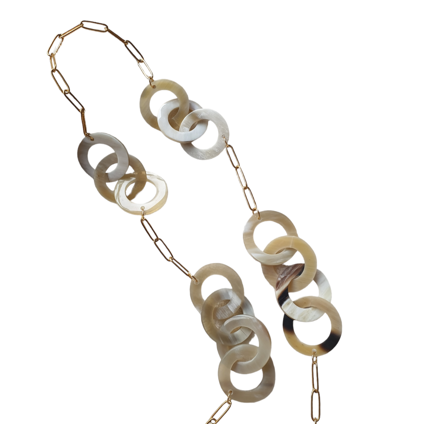 Jasmino Handmade Ethnic Bohemian Turquoise Chain Link Necklace Made By Natural Buffalo Horn