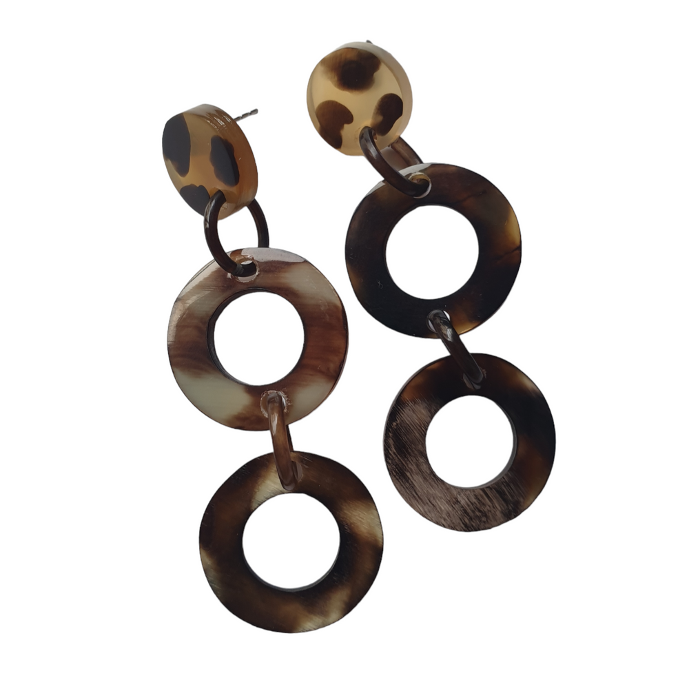
                  
                    Jasmino Bohemian Minimalist Spotted Leopard Drop Earrings Made By Natural Buffalo Horn
                  
                