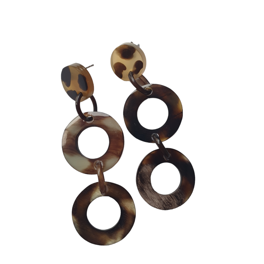 
                  
                    Jasmino Bohemian Minimalist Spotted Leopard Drop Earrings Made By Natural Buffalo Horn
                  
                