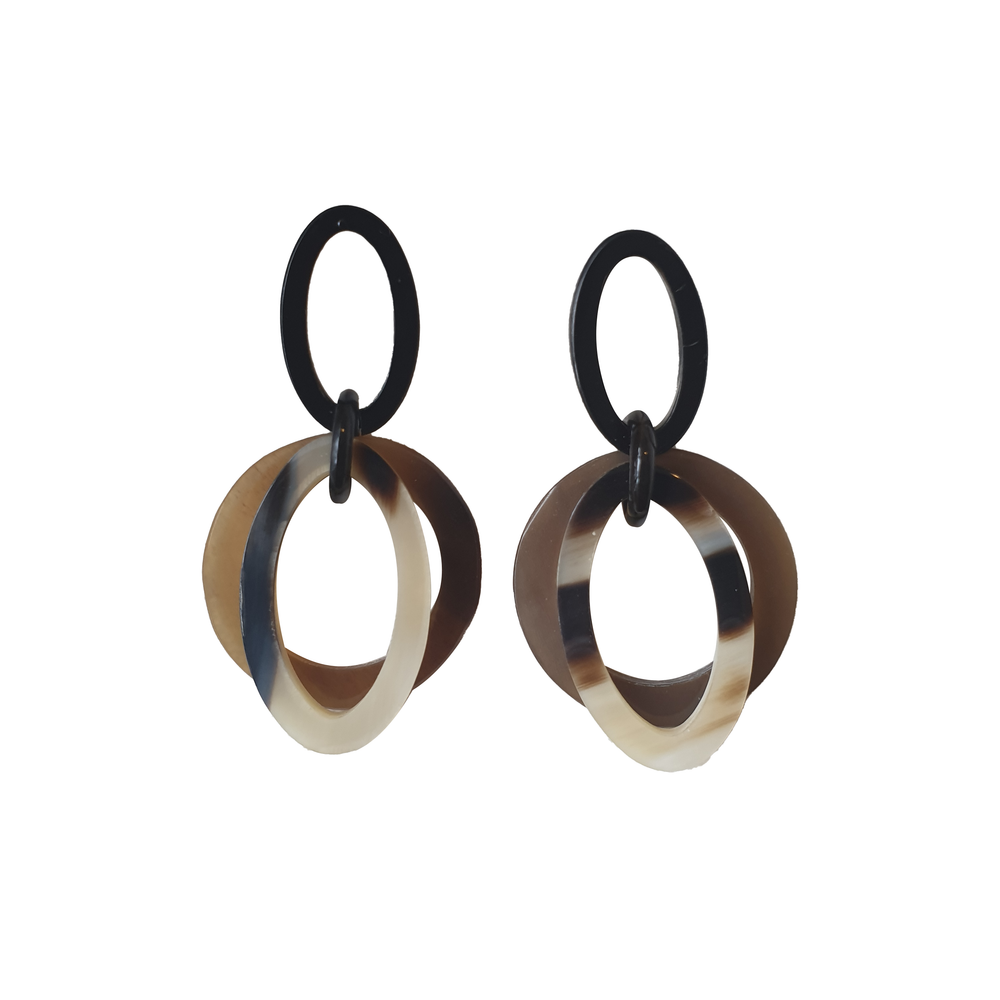 
                  
                    Jasmino Hadmade Spring 2023 Double Oval Earrings Made By Natural Buffalo Horn
                  
                