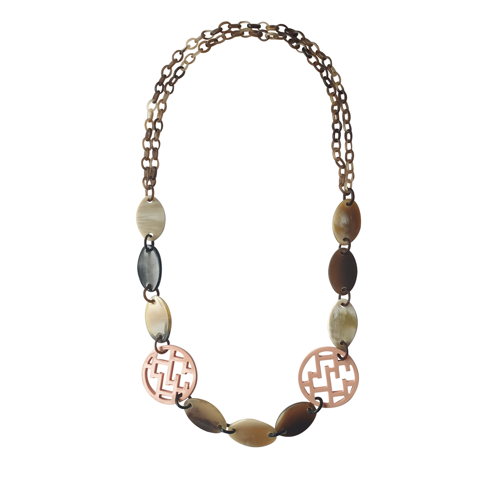 
                  
                    Jasmino Handmade Light Pink Circle Necklace Made By Natural Buffalo Horn
                  
                