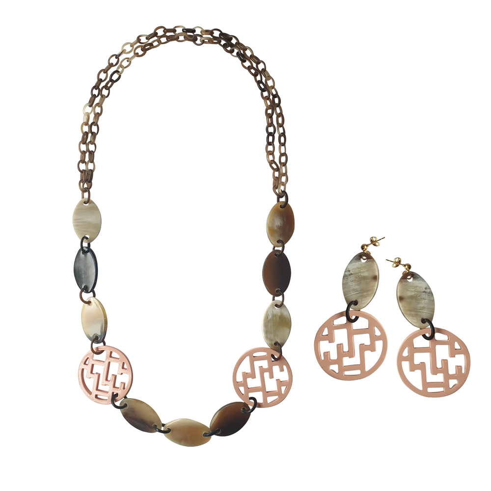 
                  
                    Jasmino Handmade Light Pink Circle Necklace Made By Natural Buffalo Horn
                  
                