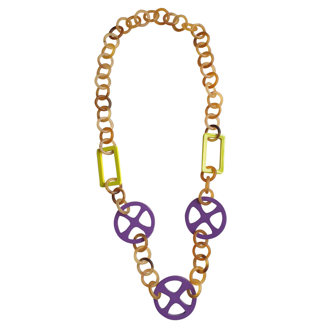 purple rectangular chain link necklace
