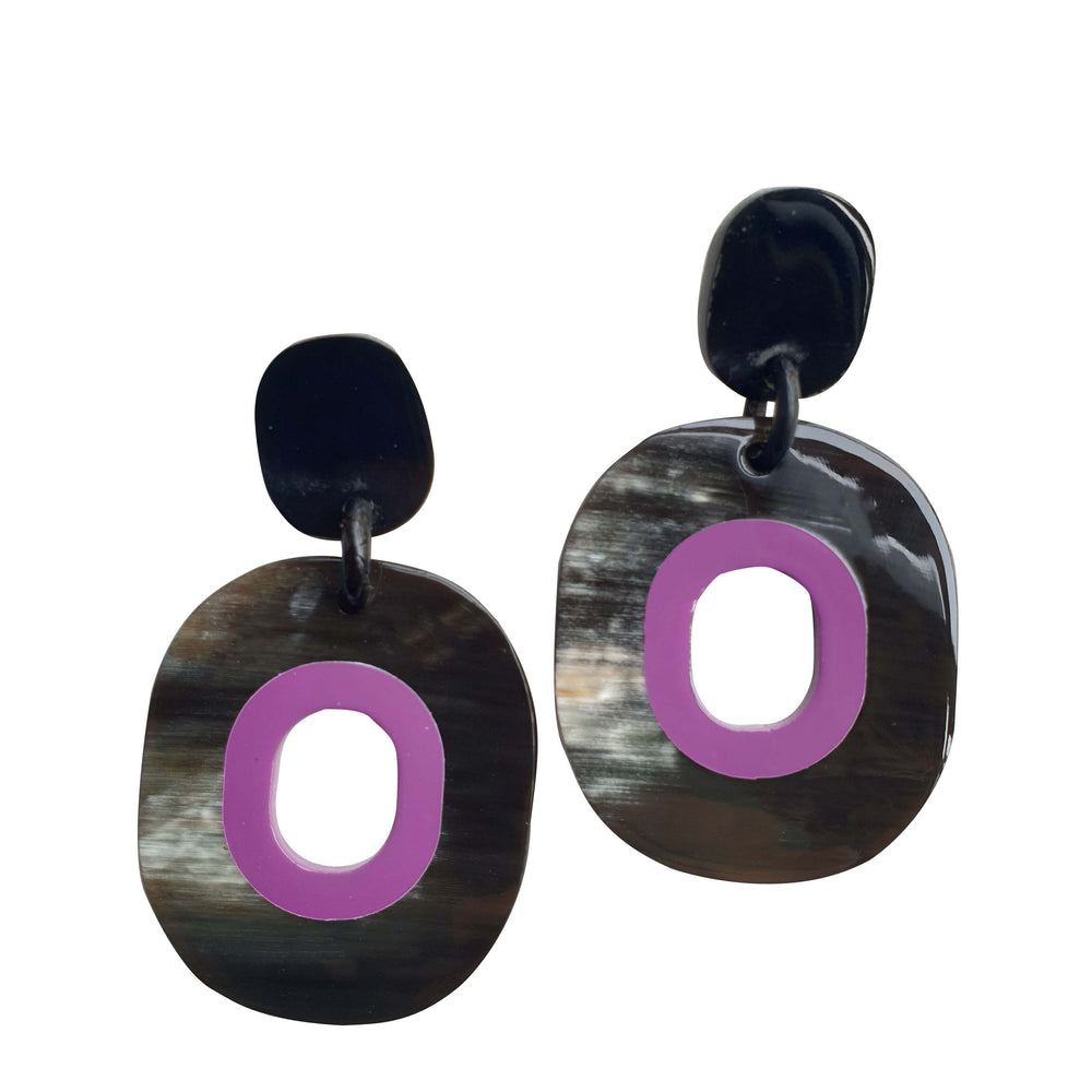 
                  
                    unique handmade drop earrings feature black in natural buffalo horn
                  
                