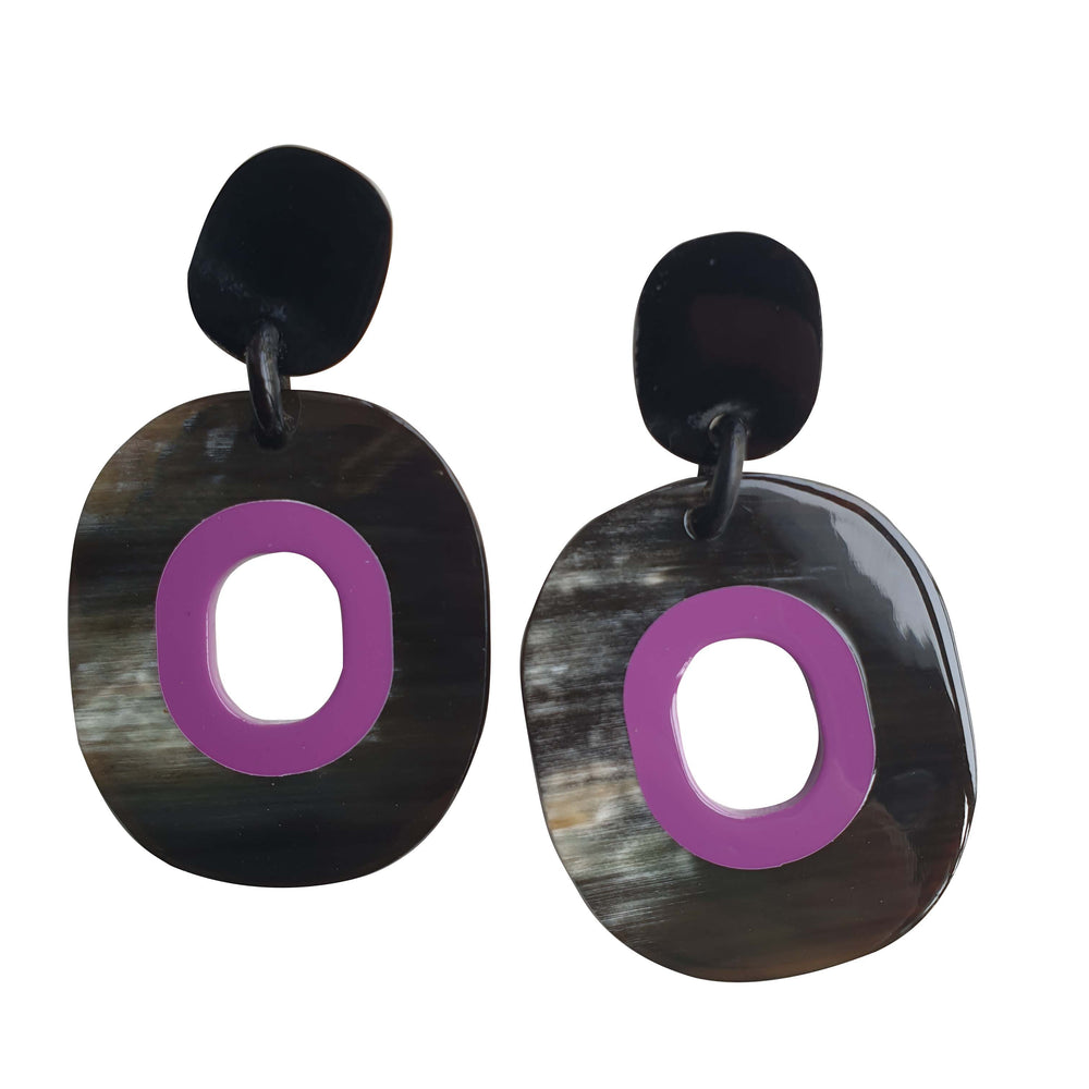 
                  
                    unique handmade drop earrings feature black in natural buffalo horn
                  
                