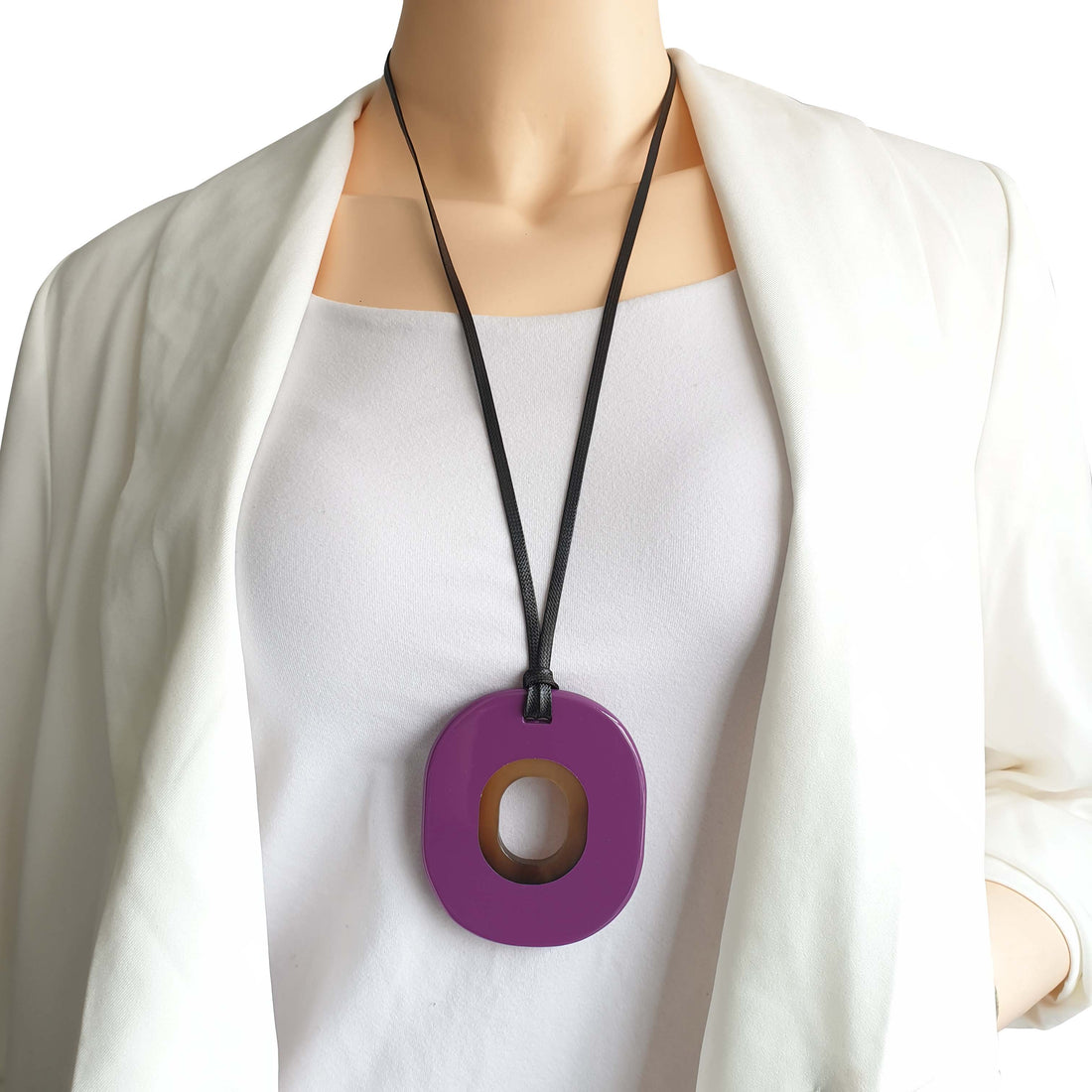 handmade purple horn pendant necklace