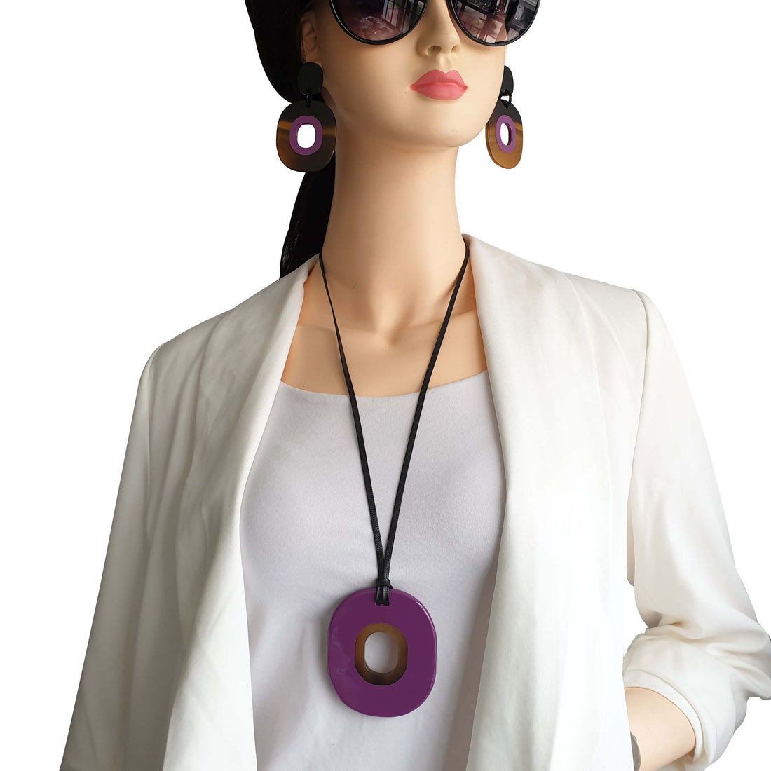 handmade purple horn pendant necklace 