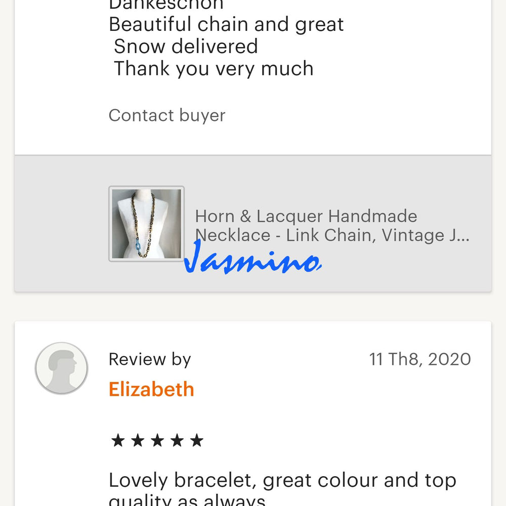 
                  
                    Good reviews from two customers to a handmade collection in a shop
                  
                