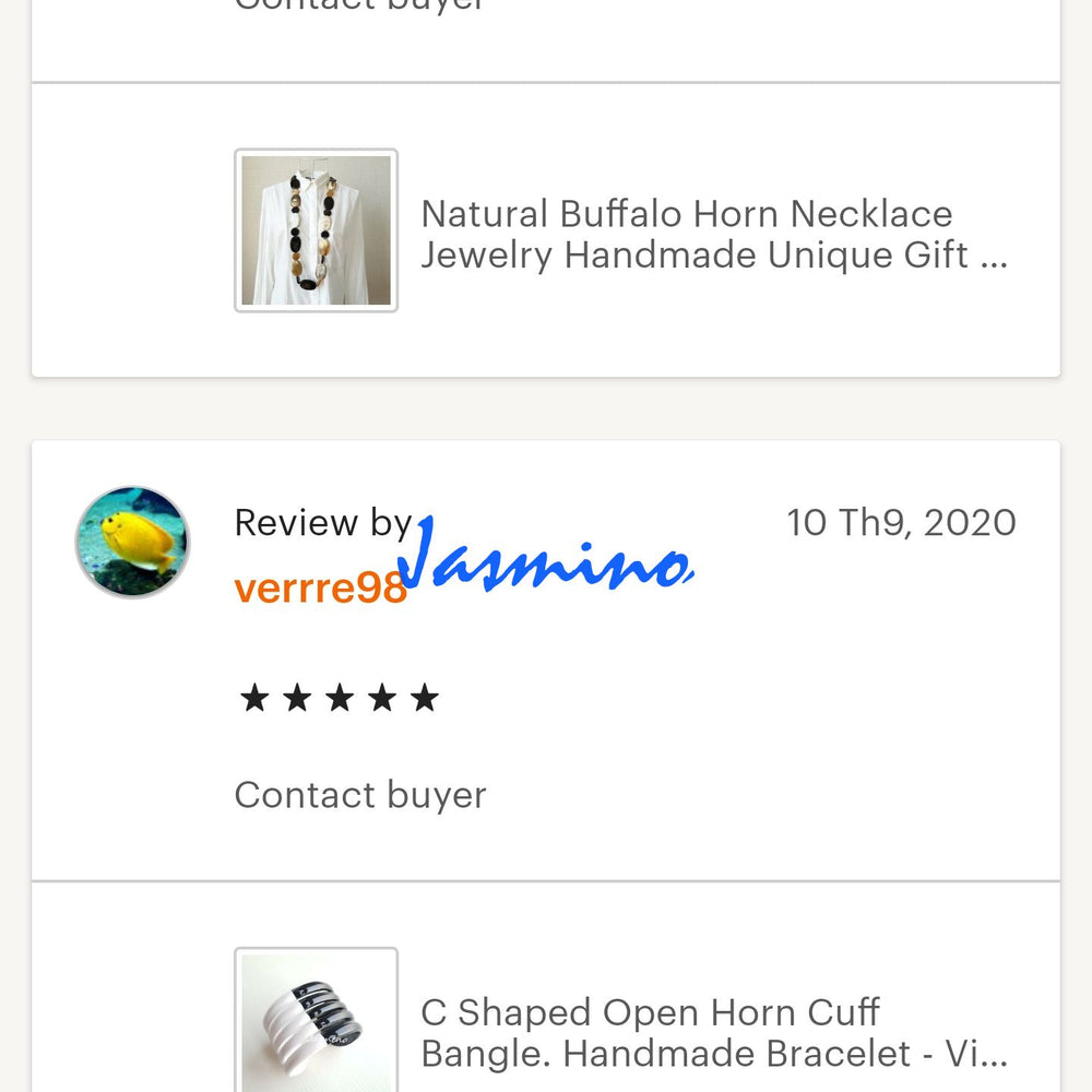 
                  
                    customers write good reviews for the horn jewelry and the best horn supplier
                  
                