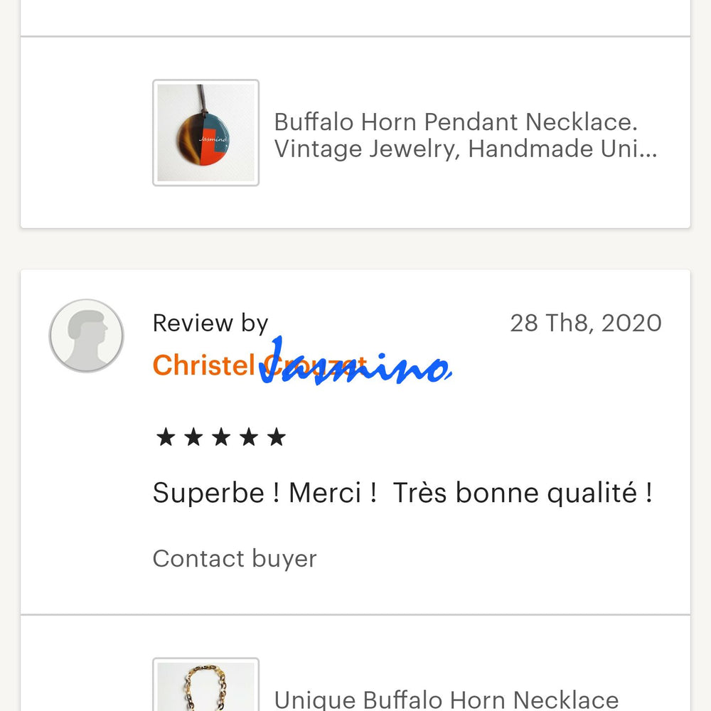 
                  
                    customers write good reviews for the horn jewelry and the best horn supplier
                  
                