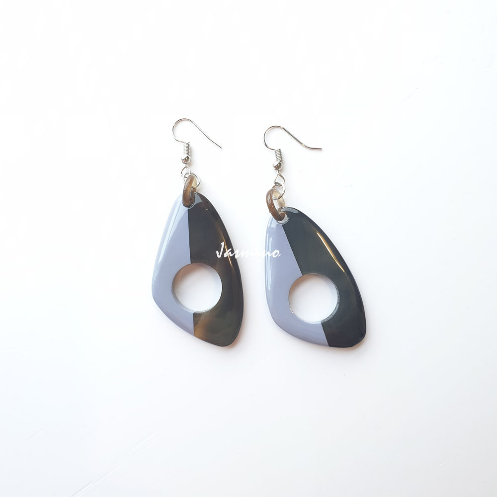 
                  
                    Unique handmade earrings with half natural horn and half painted serenity on the light background, impressive gift for her
                  
                