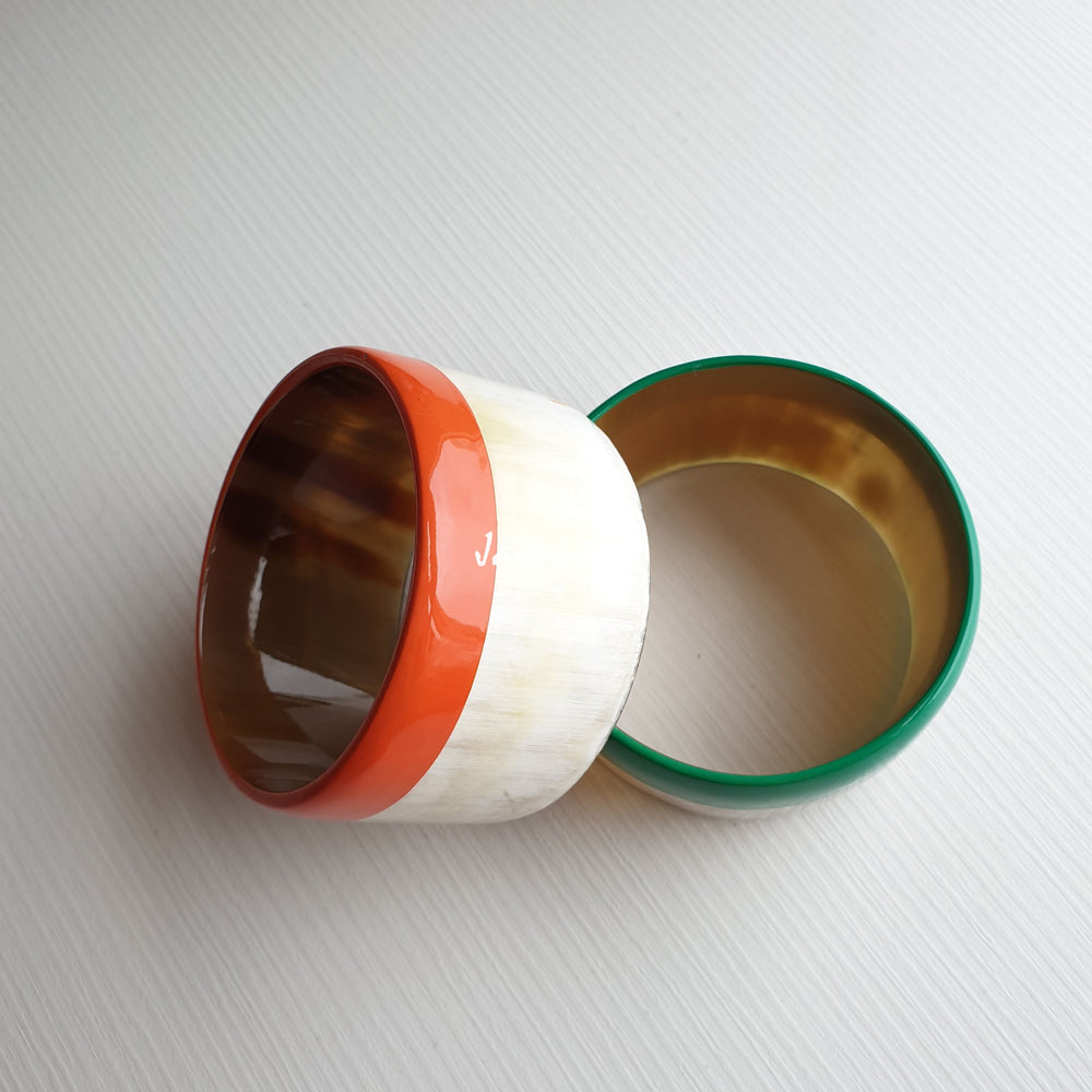 
                  
                    two Jasmino unique handmade Vintage bangle bracelets in natural horn buffalo for women's gifts
                  
                