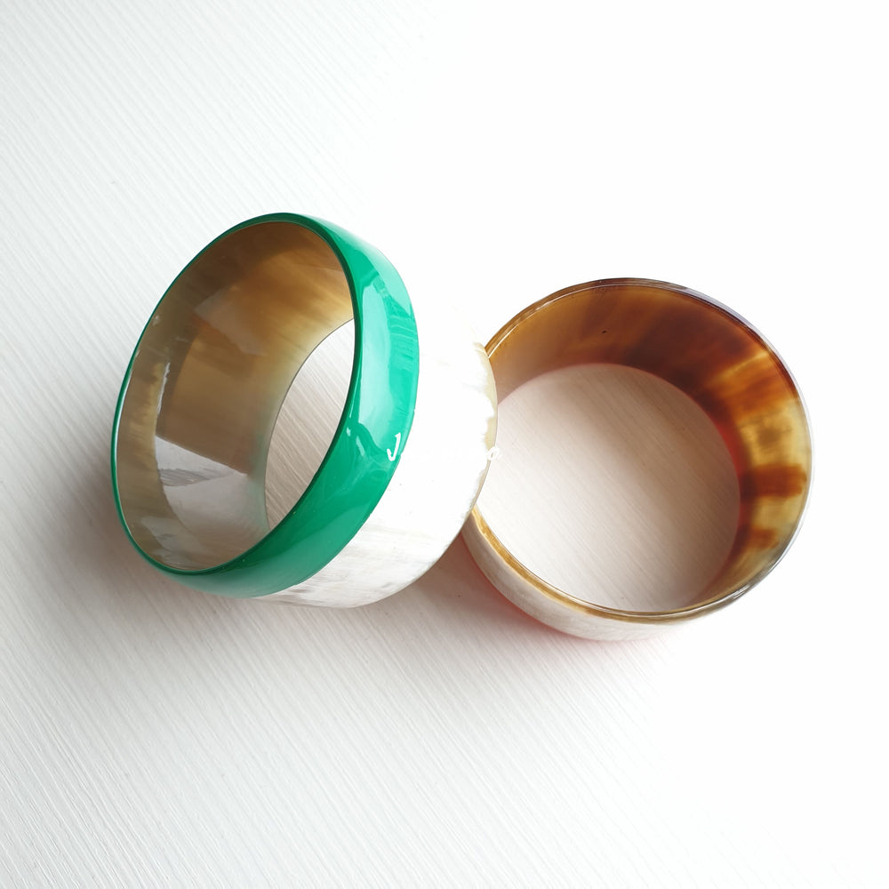 
                  
                    two Jasmino unique handmade Vintage bangle bracelets in natural horn buffalo for women's gifts
                  
                