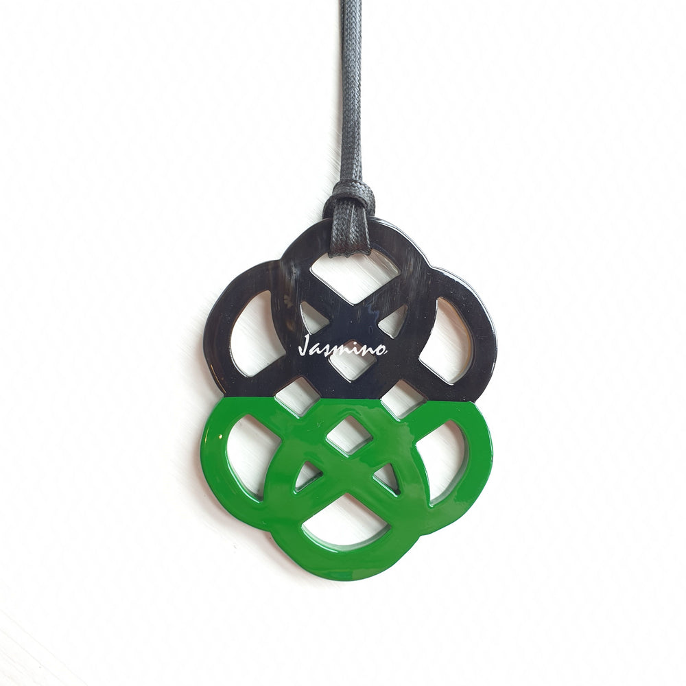 
                  
                    unique pendant is designed with the top half of bright natural buffalo horn and the bottom half is painted green, unique Christmas gift for her
                  
                
