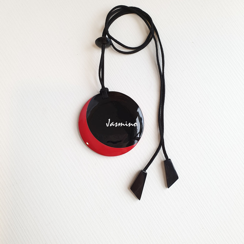 
                  
                    Unique round pendant with a combination of red and black, impressive gift for your friend
                  
                